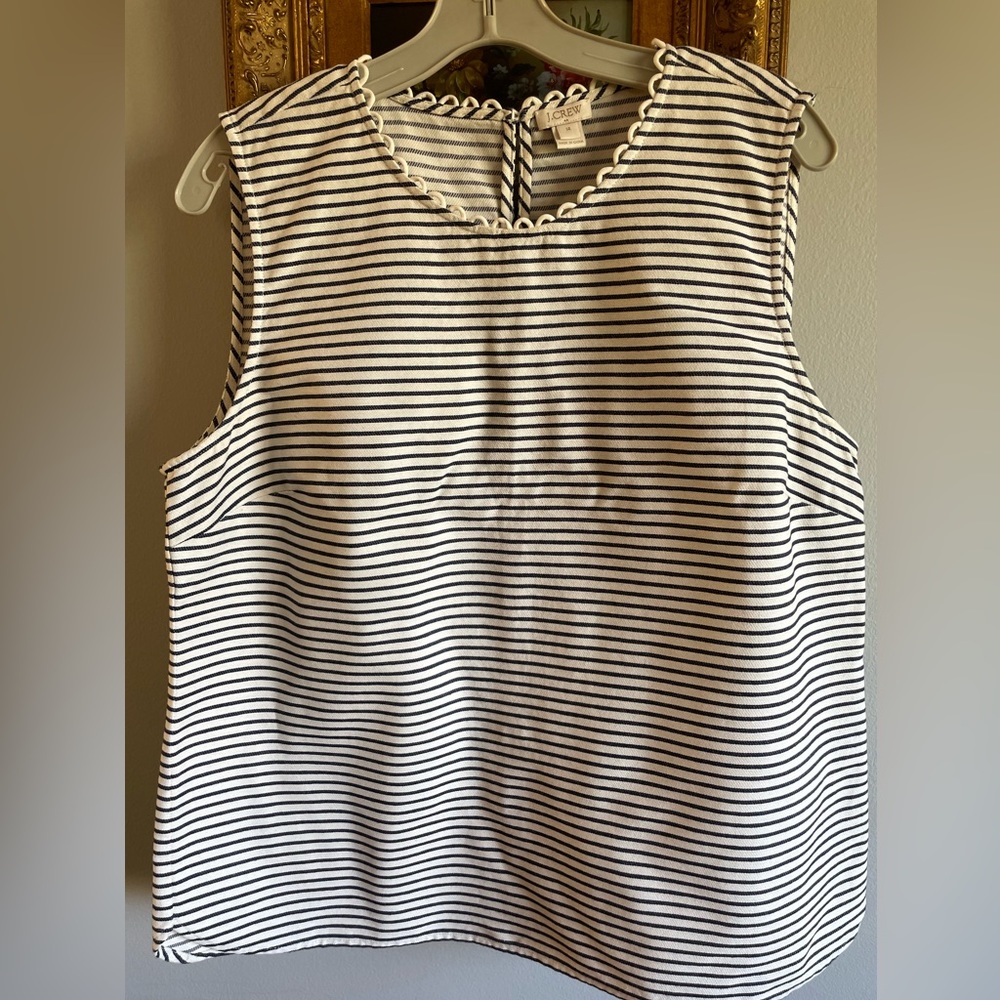 J. Crew Black and White Striped Sleeveless Blouse